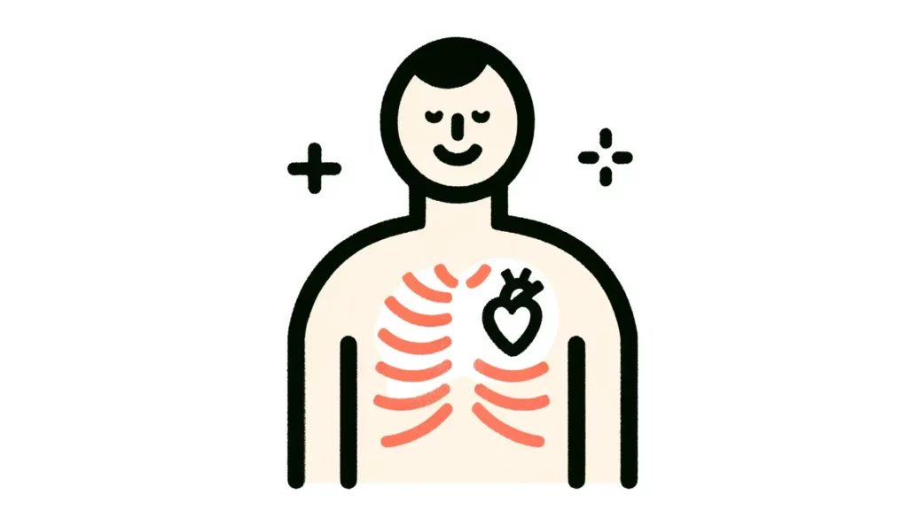 A simple, friendly, and memorable illustration representing the concept of pectus excavatum (sunken chest). The illustration should depict a clear, no