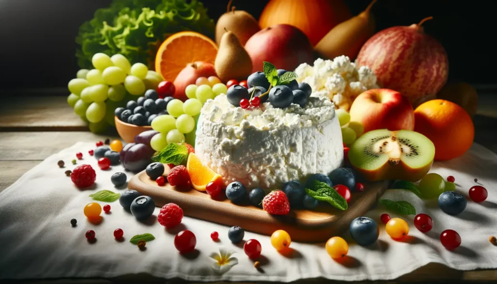 A visually appealing and memorable image featuring cottage cheese, known for its high protein and low calorie content, making it a suitable snack for