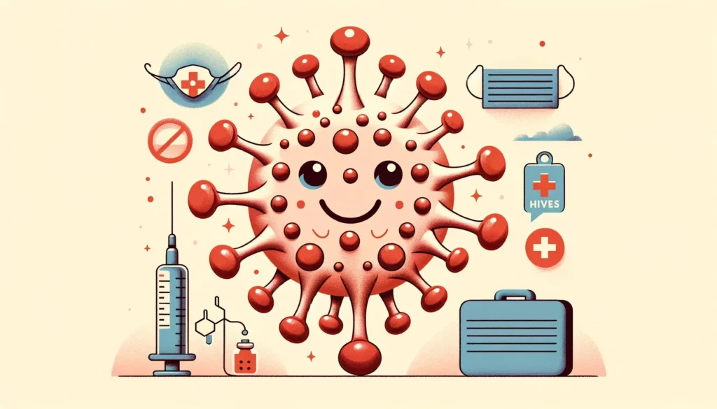 Illustration representing the JN.1 variant of a virus, depicted in a friendly and memorable style. The image should include a representation of the vi