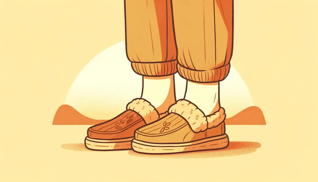 A warm and friendly illustration representing the concept of wearing comfortable shoes for mild bunion symptoms. The image should be simple and memora