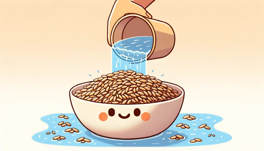 A warm and friendly illustration that represents the concept of brown rice having higher arsenic levels than white rice. The image should be simple an
