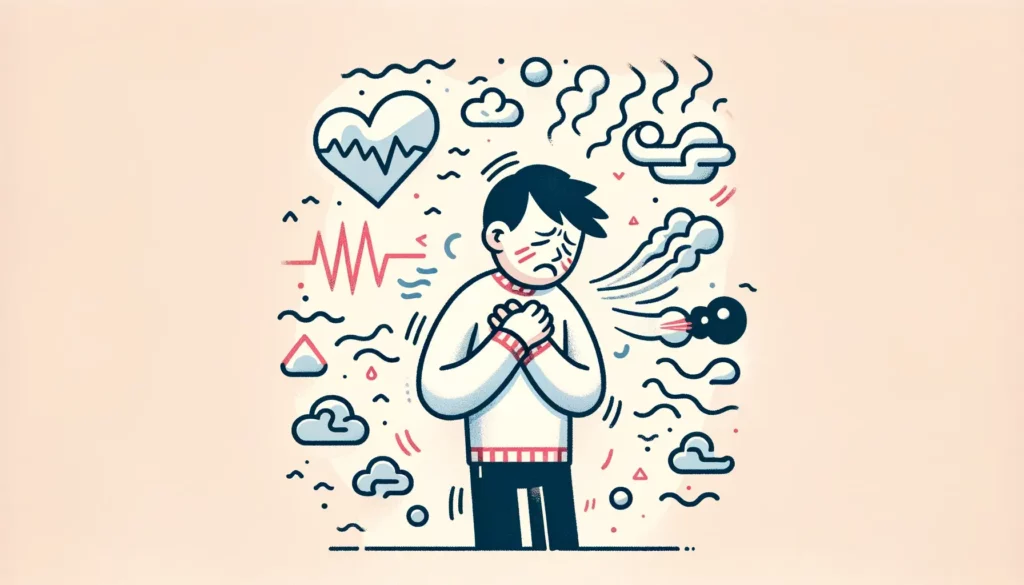 An illustration that encapsulates the consequences of neglecting asthma symptoms, featuring a character in a simplified and friendly style. The charac